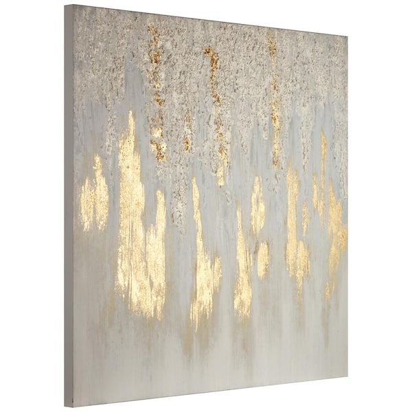 Patton Wall Décor Decor Gray And Gold Foil Modern Abstract Textured Wrapped Canvas Art 40 In X 2102 3704 - Gold Foil Wall Art Ideas