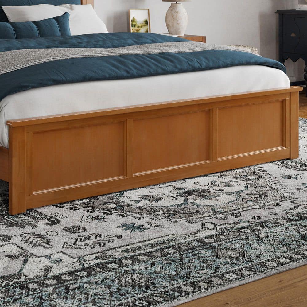Charlotte King Light Toffee Wood Platform Bed with Headboard