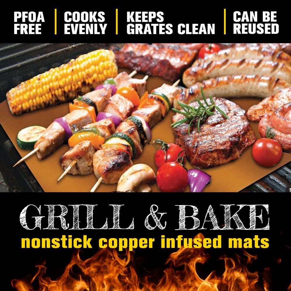 Copper Non-Stick Grill and Baking Mats Set of 3