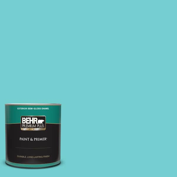 BEHR Premium Plus 5 gal. #500B-4 Gem Turquoise Satin Enamel Exterior Paint & Primer