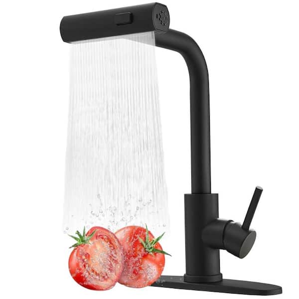 Commercial Utility Single Handle Pull Down Sprayer Kitchen Faucet with 3 Function in Black