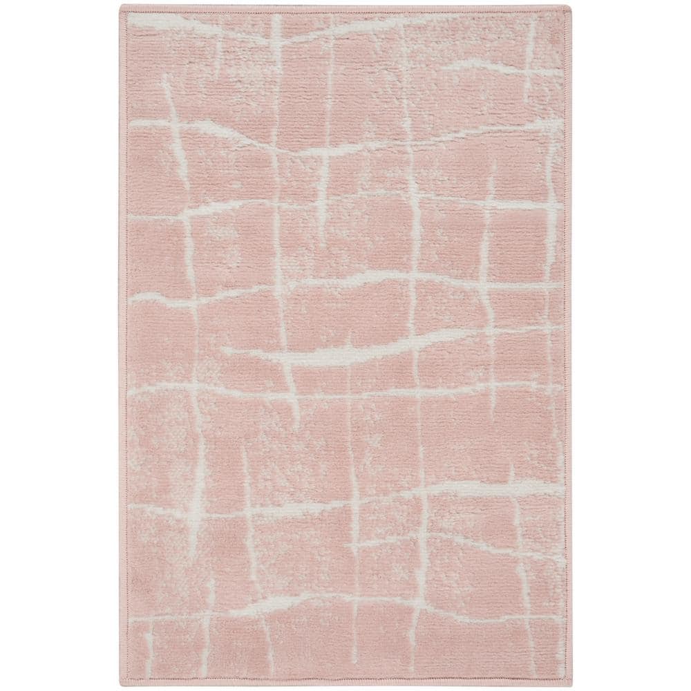 Nourison Whimsicle Pink Ivory 2 ft. x 3 ft. Abstract Contemporary ...