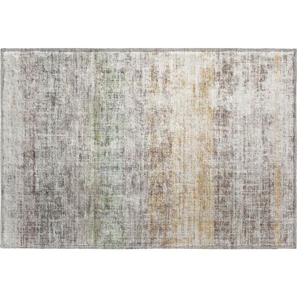 Mayfield Premium Machine Washable Abstract AMF2388 Putty 2 ft. x 3 ft. Accent Rug