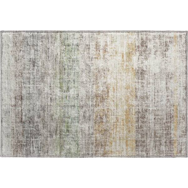 Mayfield Premium Machine Washable Abstract AMF2388 Putty 3 ft. x 4 ft. Area Rug