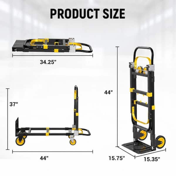 LITEKON 2-in-1 300/600 lb. Capacity Convertible Folding Hand Truck