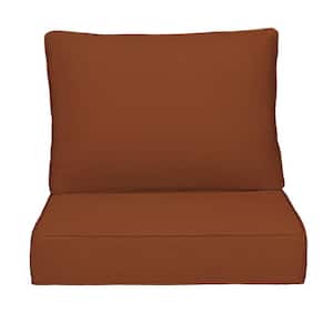 20 in. x 23 in. Outdoor Chair Cushions 2-Piece Deep Seat and Clasped Cushion Set for Patio Furniture in Orange