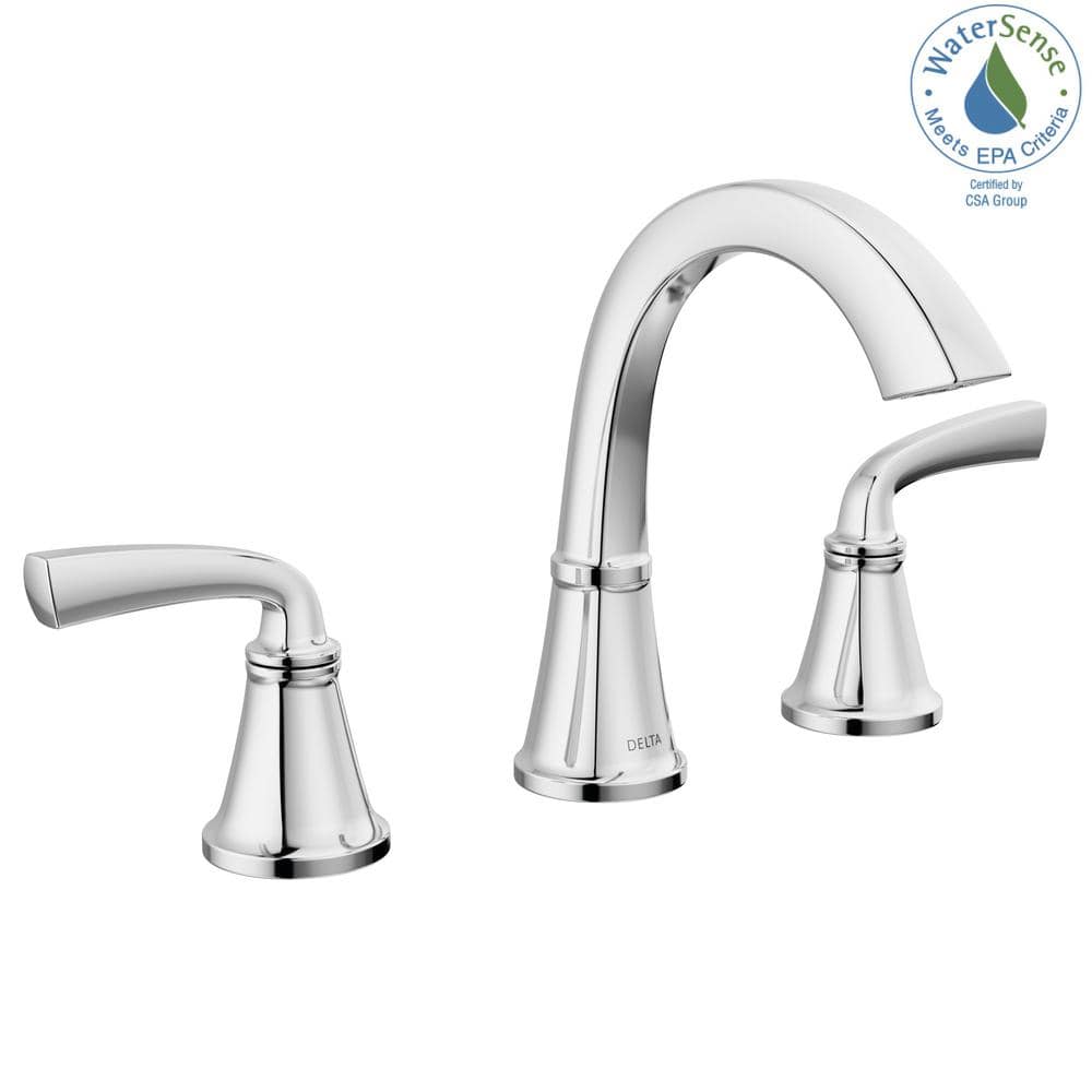 Delta Geist Modern Chrome Widespread Bathroom Faucet with Drain Assembly