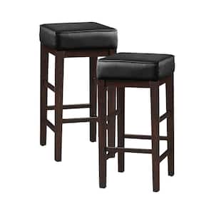 Kinsale 30.5 in. Espresso Finish Wood Pub Height Stool with Black Faux Leather Seat (Set of 2)