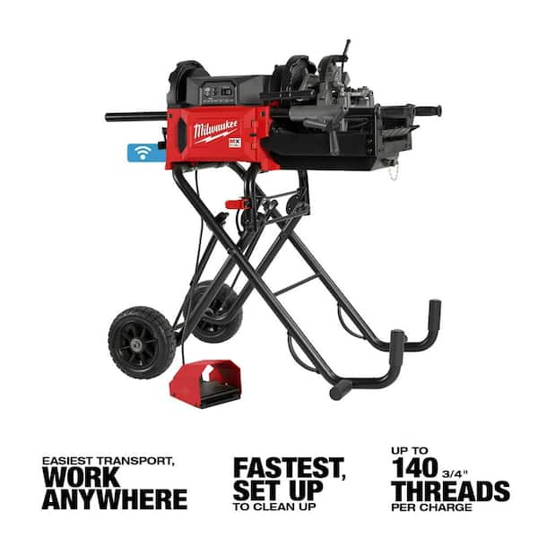 MX FUEL Lithium-Ion Cordless 1/2 in. to 2in. Pipe Threading Machine w/(2)  Batteries and Charger