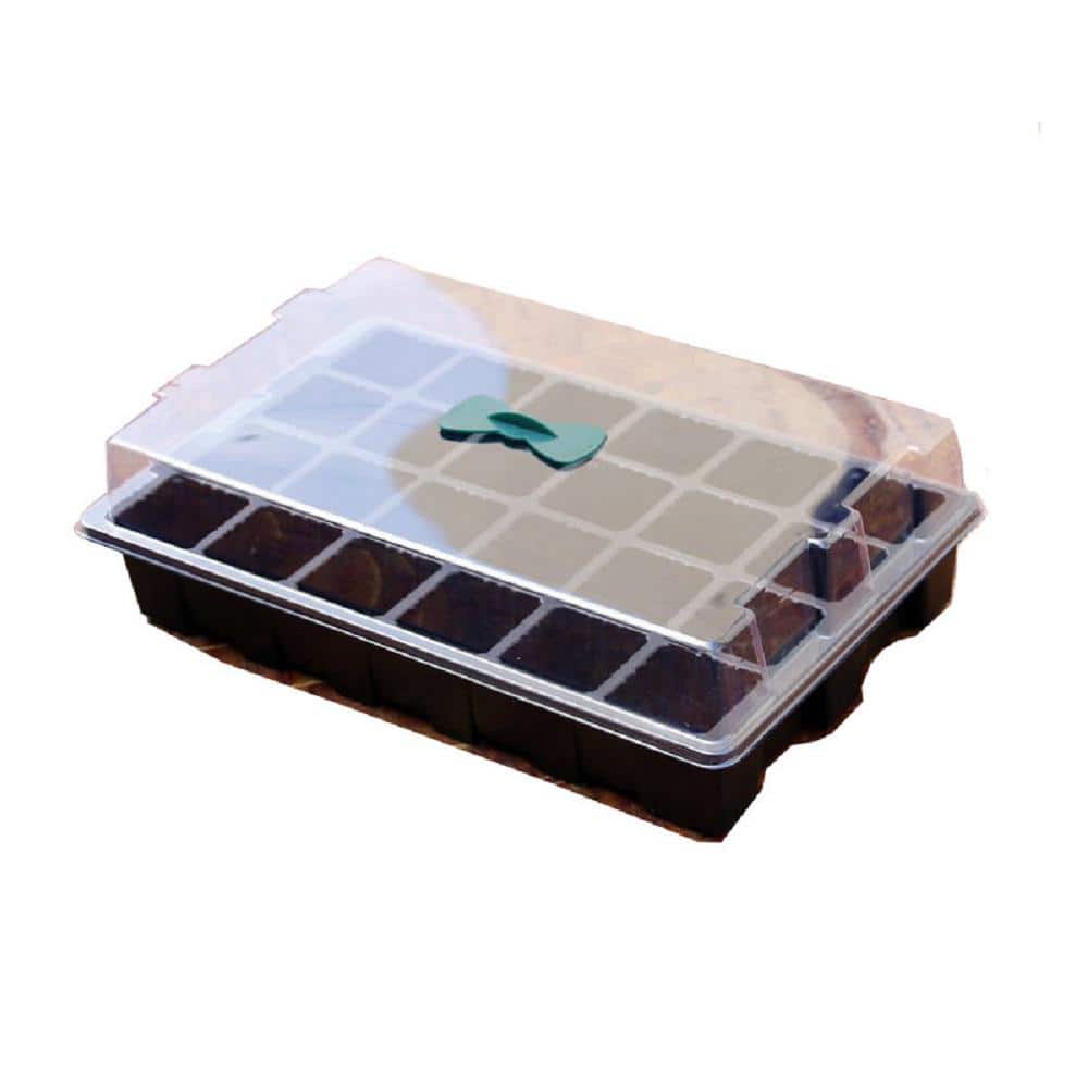 7.3 in. x 5.7 in. x 4.3 in. 12 well Black Plastic Seed Plant Nursery Pot Se