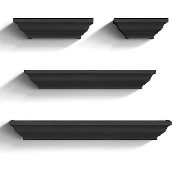 Cubilan 24 in. W x 4 in. D Black Wood Composite Decorative Wall Shelf