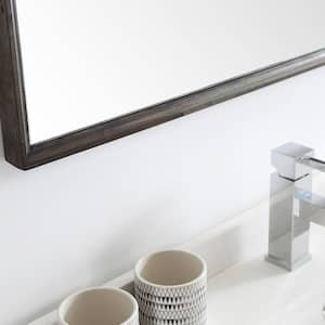 Formosa 48 in. Modern Double Wall Hung Vanity in Warm Gray with Quartz Stone Vanity Top in White w/ White Basins, Mirror