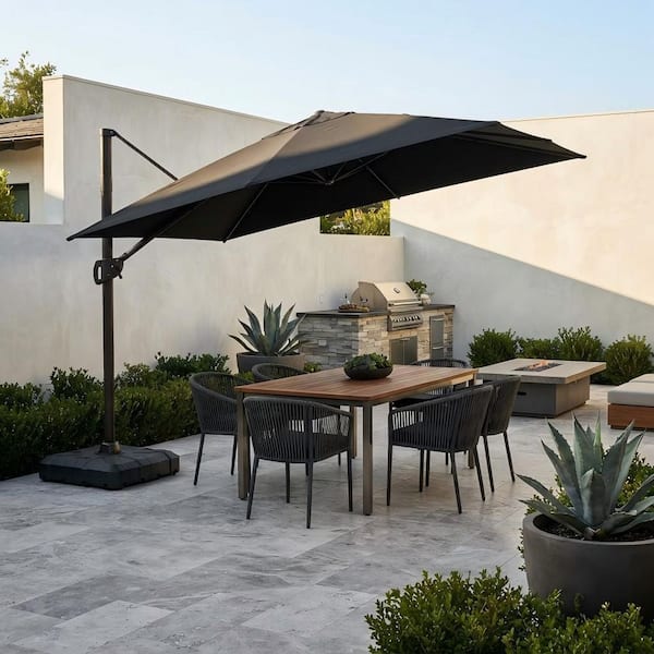 black out patio umbrella Tilt the Patio Umbrella delivers a nostalgic coastal European aesthetic with superior quality and technical design Ventura 7.5' Black Fringe Round