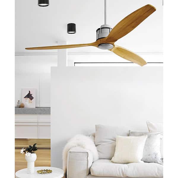 Akmani Brushed Chrome and Teak 60 in. DC Ceiling Fan