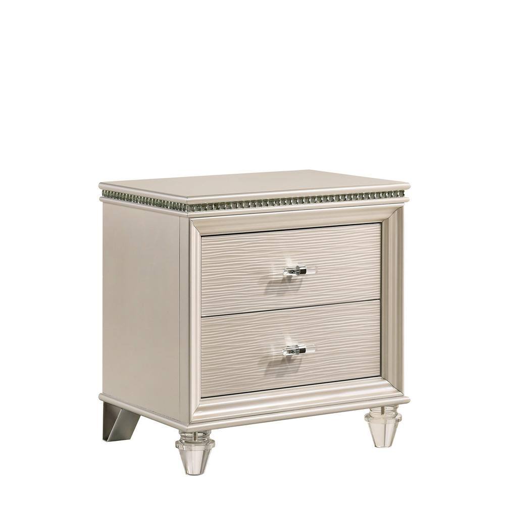 Penella 2-Drawer Pearl White Nightstand