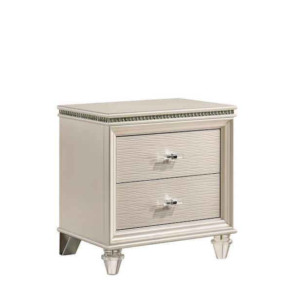 Furniture of America Penella 2-Drawer Pearl White Nightstand