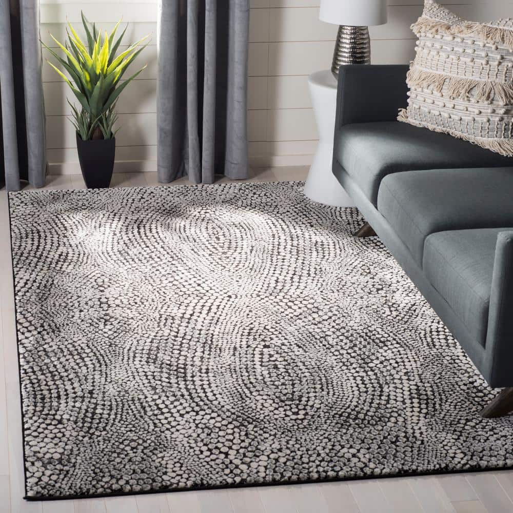 Reversible Abstract Synthetic 9' x 12' Rug in Gray
