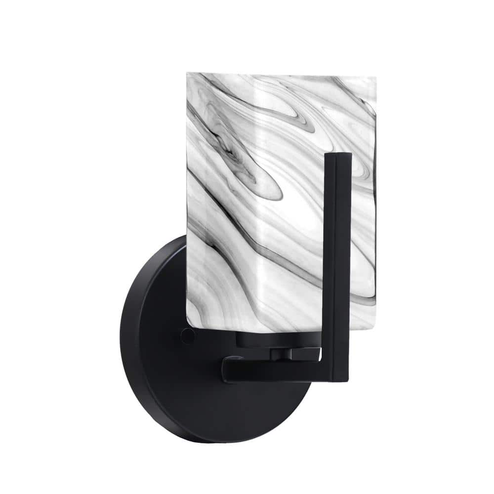 Cottonwood 3.5 in. 1 Light Matte Black Sconce with 3.5 in. Square Onyx Swir