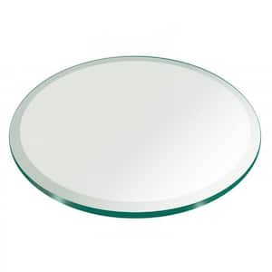 16 in. Clear Round Glass Table Top, 1/2 in. Thickness Tempered Beveled Edge Polished