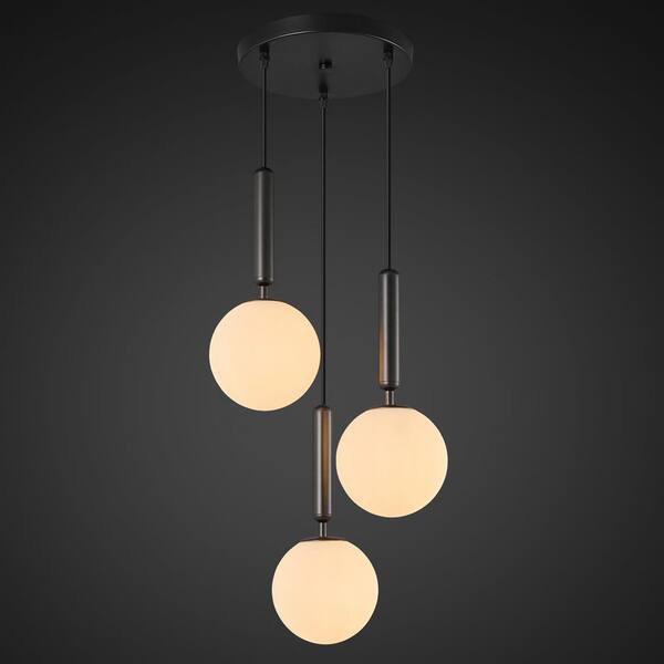 ZHLWIN Home Lighting 40W 3-Light Mid Century Black Retro Round