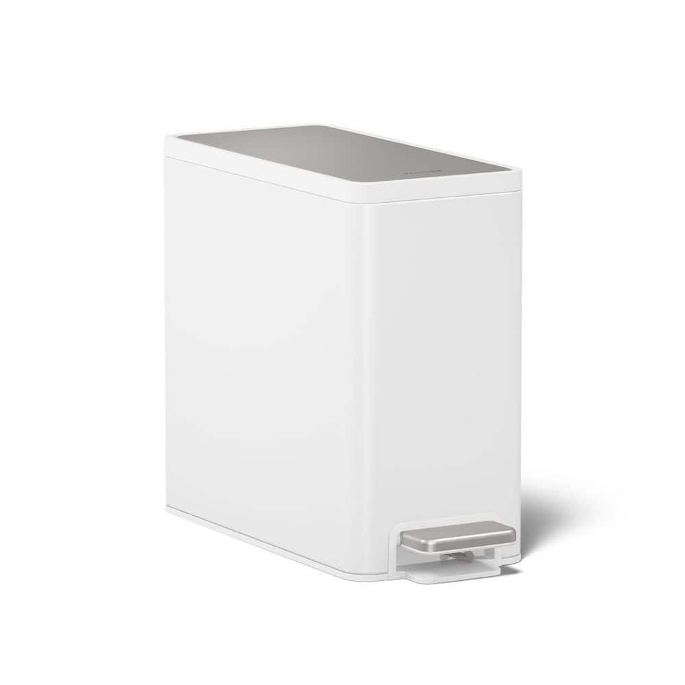 KOHLER 2.5 Gal. Stainless and White Slim Trash Can K-20957-STW