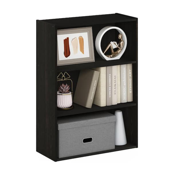 Furinno 31.5 in. Dark Espresso Wood 3-Shelf Etagere Bookcase with 