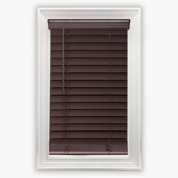 Home Decorators Collection Espresso Cordless Room Darkening 2 5 In Premium Faux Wood Blind For Window 34 In W X 72 In L 10793478362615 The Home Depot