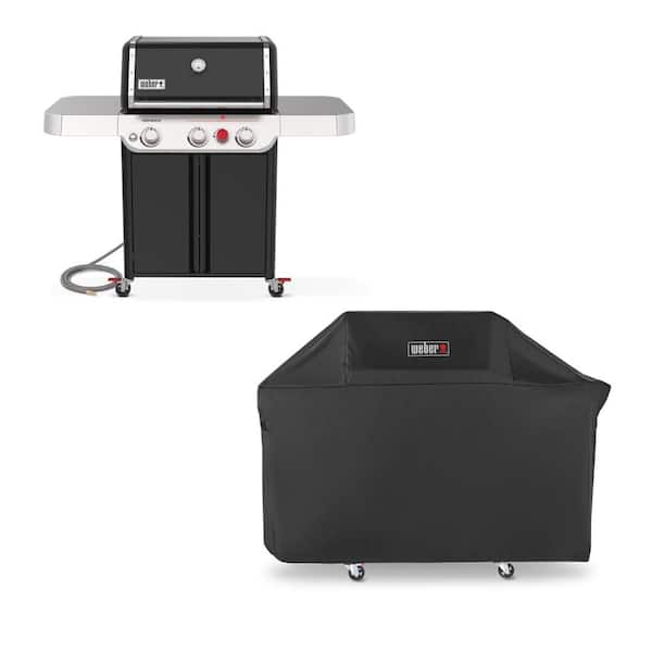 Weber Genesis E-325 3-Burner Natural Gas Grill in Black with Grill Cover