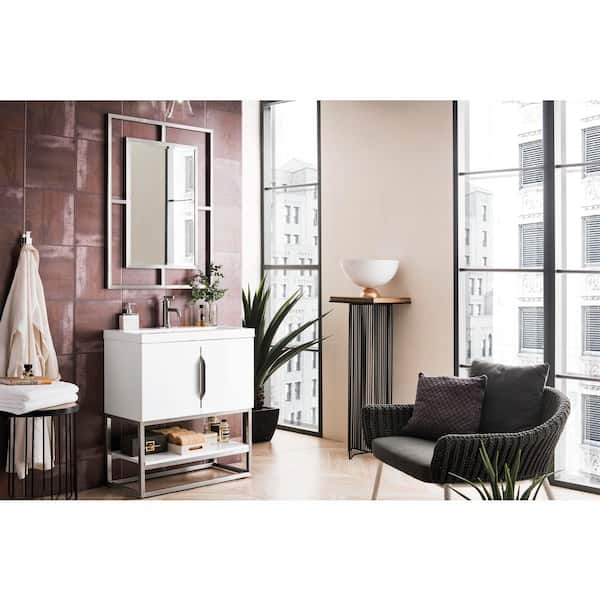 James Martin Vanities Columbia 31.5 in. W x 15.4 in. D x 33.4 in. H Single Bath Vanity Cabinet without Top in Glossy White