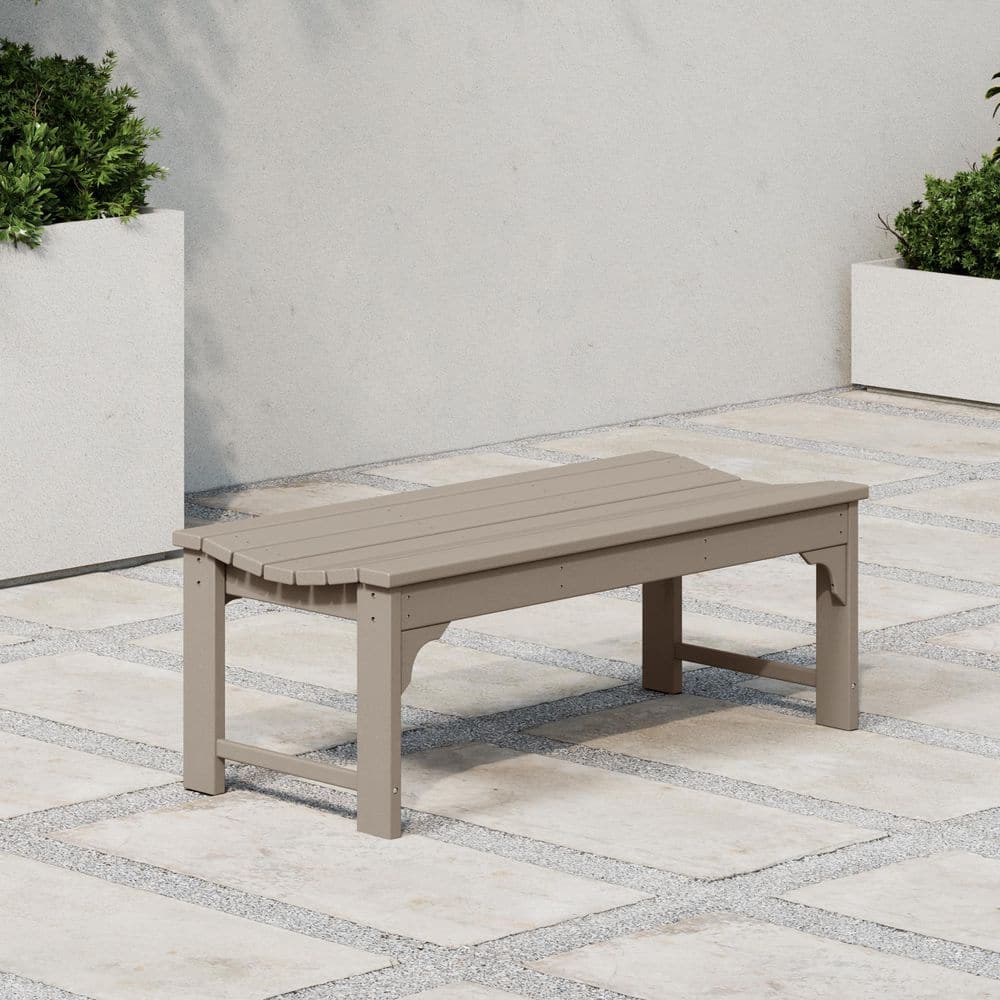 Weathered Wood 46" HDPE Outdoor Backless Bench
