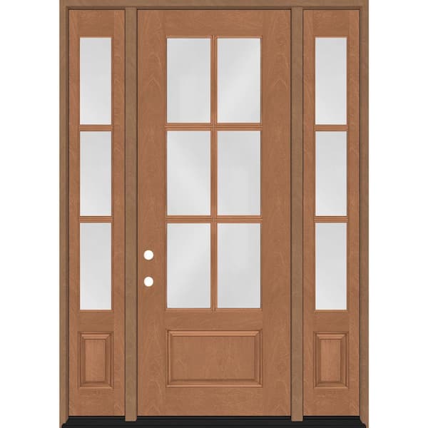 Steves & Sons Regency 68 in. x 96 in. 3/4-6 Lite Clear Glass RH AutumnWheat Stain Mahogany Fiberglass Prehung Front Door w/Dbl 14in.SL
