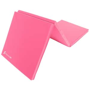 Tri-Fold Folding Thick Exercise Mat Pink 6 ft. x 2 ft. x 1.5 in. Vinyl and Foam Gymnastics Mat (Covers 12 sq. ft.)
