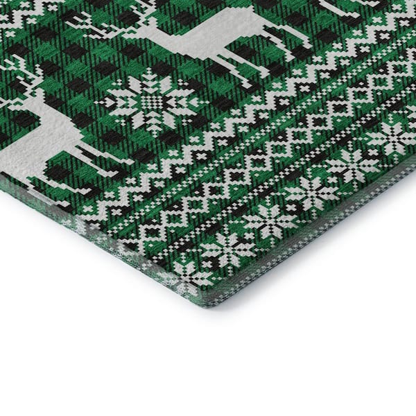 Mayfield Premium Machine Washable Abstract AMF1820 Green 10 ft. x 14 ft. Area Rug