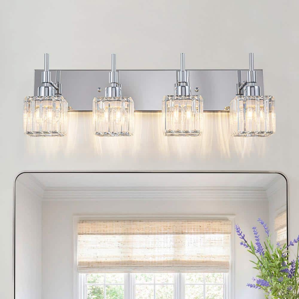 LLHZSY Schonbek 26 in. 4-Lights Chrome Dimmable Bathroom