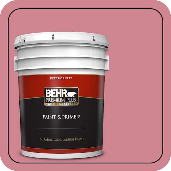 BEHR PREMIUM PLUS 5 gal. #130D-4 Rose Sachet Flat Exterior Paint & Primer