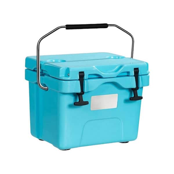16 qt. Portable Insulated Ice Cooler with 24-Can Capacity, Leakproof, 4-Day Cold, Lockable and 2-Cup Holders in Blue