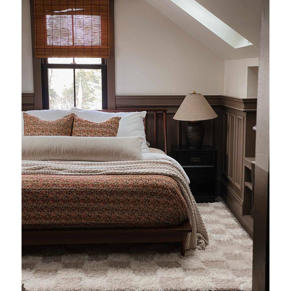 Light Brown Geometric Shag Runner Rug 2'7" x 7'3"