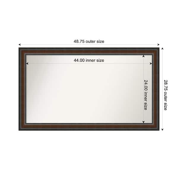 Amanti Art Cyprus Walnut 48.75 in. x 28.75 in. Custom Non-Beveled Wood Framed Bathroom Vantiy Wall Mirror