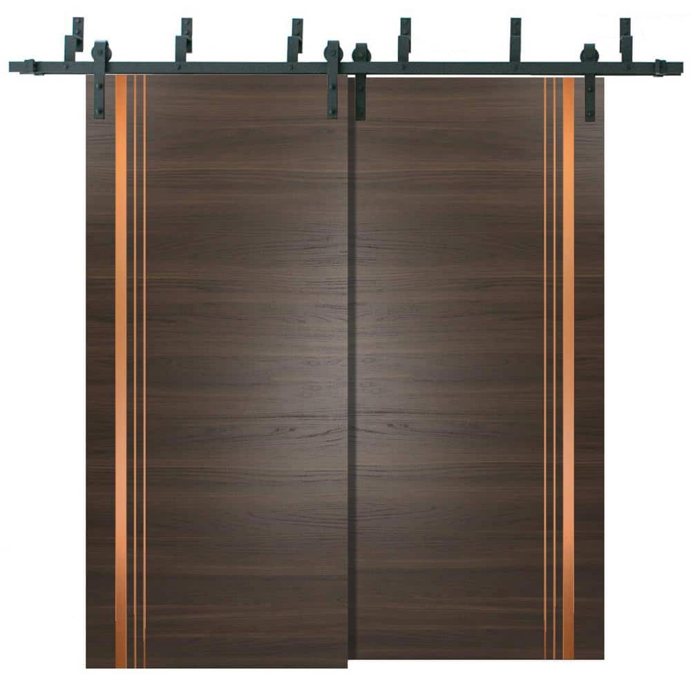 72 in. x 96 in. 2 Panel Chocolate Ash Solid Wood with Honeycomb Sliding Barn Door with Hardware Kit price history on PriceWatchPro