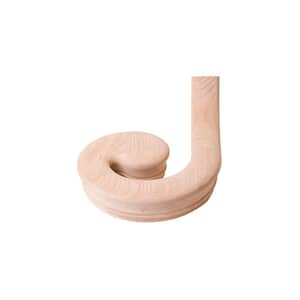 7230 Red Oak Left Hand Volute - 6210 Wood Staircase Handrail Fitting for Stair Remodel