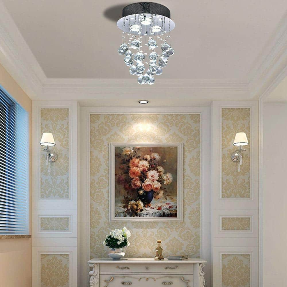 12" Chrome Crystal LED Flush Mount Light