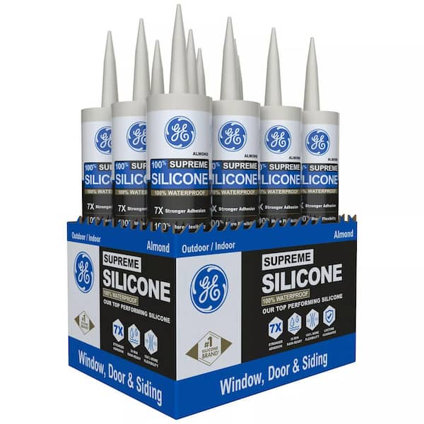 GE Supreme 10.1 oz. Almond Silicone Window and Door Caulk (12-Case)