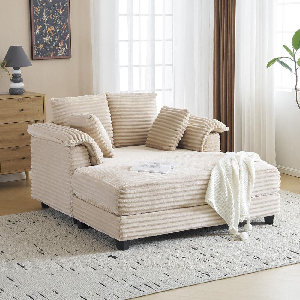 Winado 56 in. Khaki Corduroy Velvet Full Size Sofa Bed K1G98000580