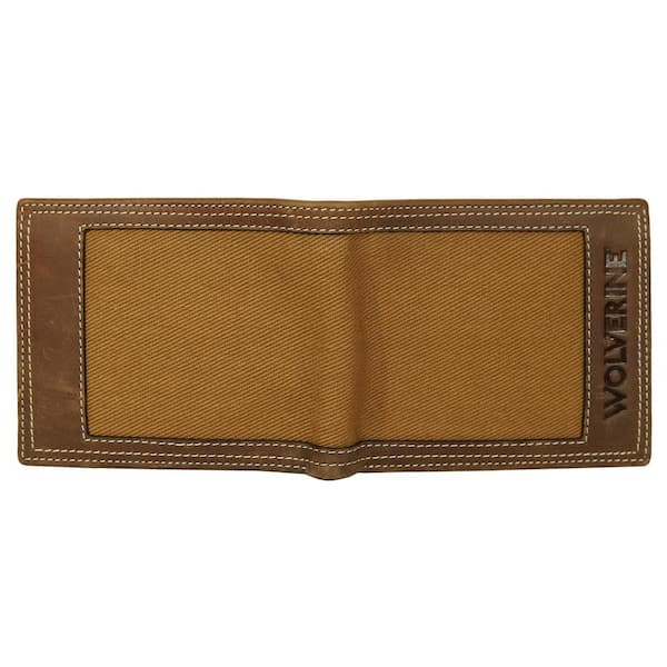Wolverine Canvas/Leather Bifold Wallet, Brown/Olive