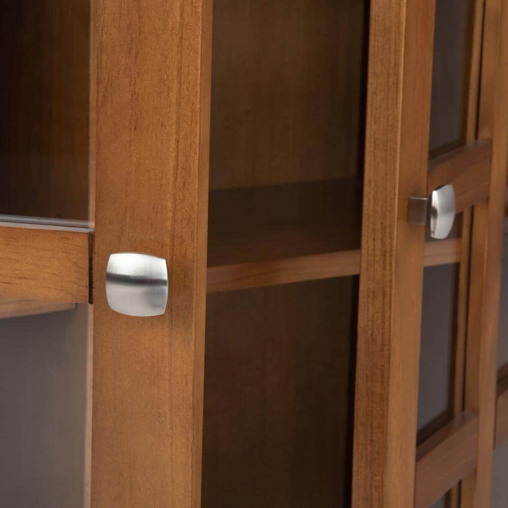 Light Golden Brown Solid Wood Office Storage Cabinet with Adjustable Shelves