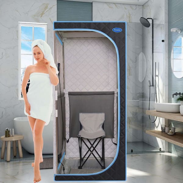 1-Person Portable Plus Type Full Size Far Infrared Sauna Tent Compact Personal Detox Sauna with FCC Certification, Black