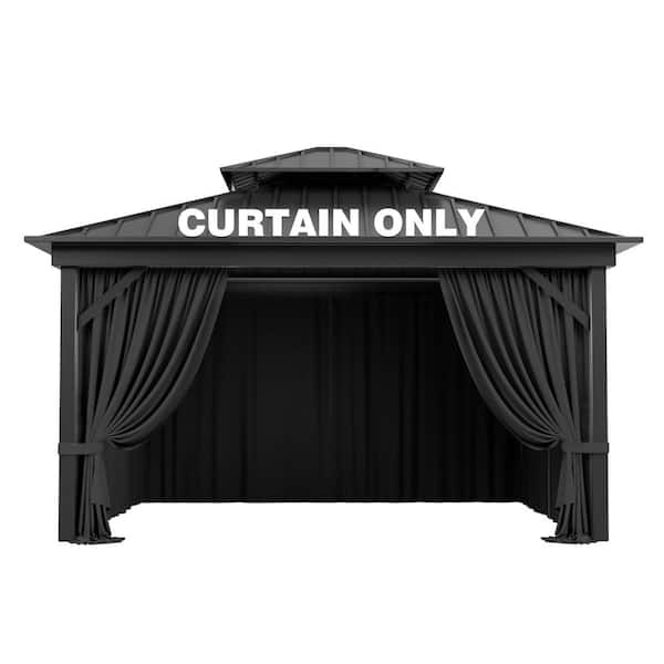 WNP 10 ft. x 12 ft. Universal Outdoor Privacy Curtains, Gazebo Curtain Replacement with Zipper Black (4-Side Curtain Only)