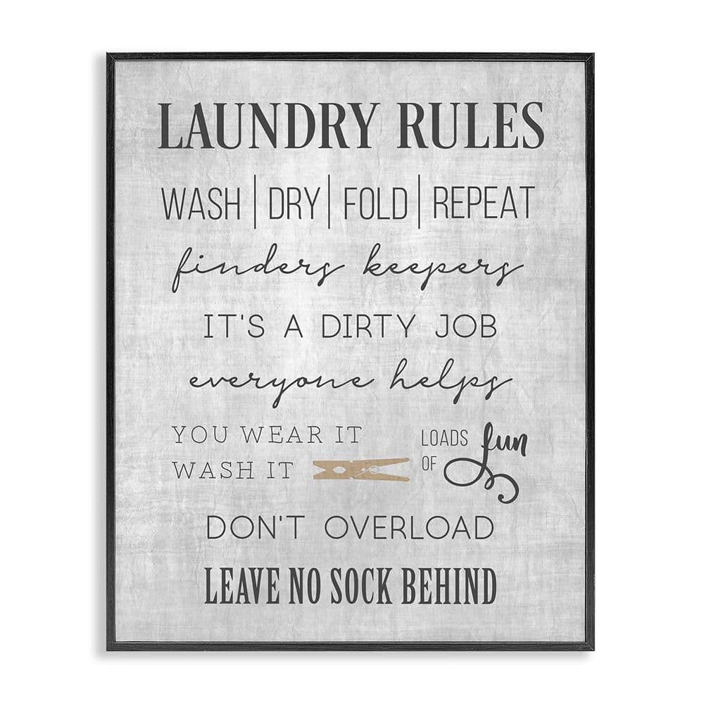Laundry Room Rules Family List by CAD 1-Piece Black Framed Typography Giclee Art Print 30 in. x 24 in. price history on PriceWatchPro