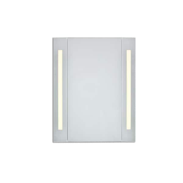 Unbranded Timeless Home 30 in. H x 23.5 in. W Modern Rectangular Steel LED Medicine Cabinet in Silver (3000K)