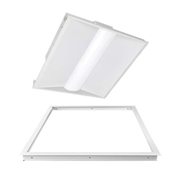 ETI LIGHTING 2 ft. x 4 ft. Center Basket LED Troffer Light with Surface Mount Kit 5850 Lumens 3500K 4000K 5000K 120-277V Dimmable